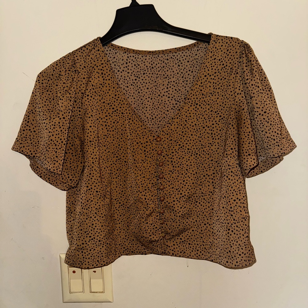 Brown Polka Dot Women's Top